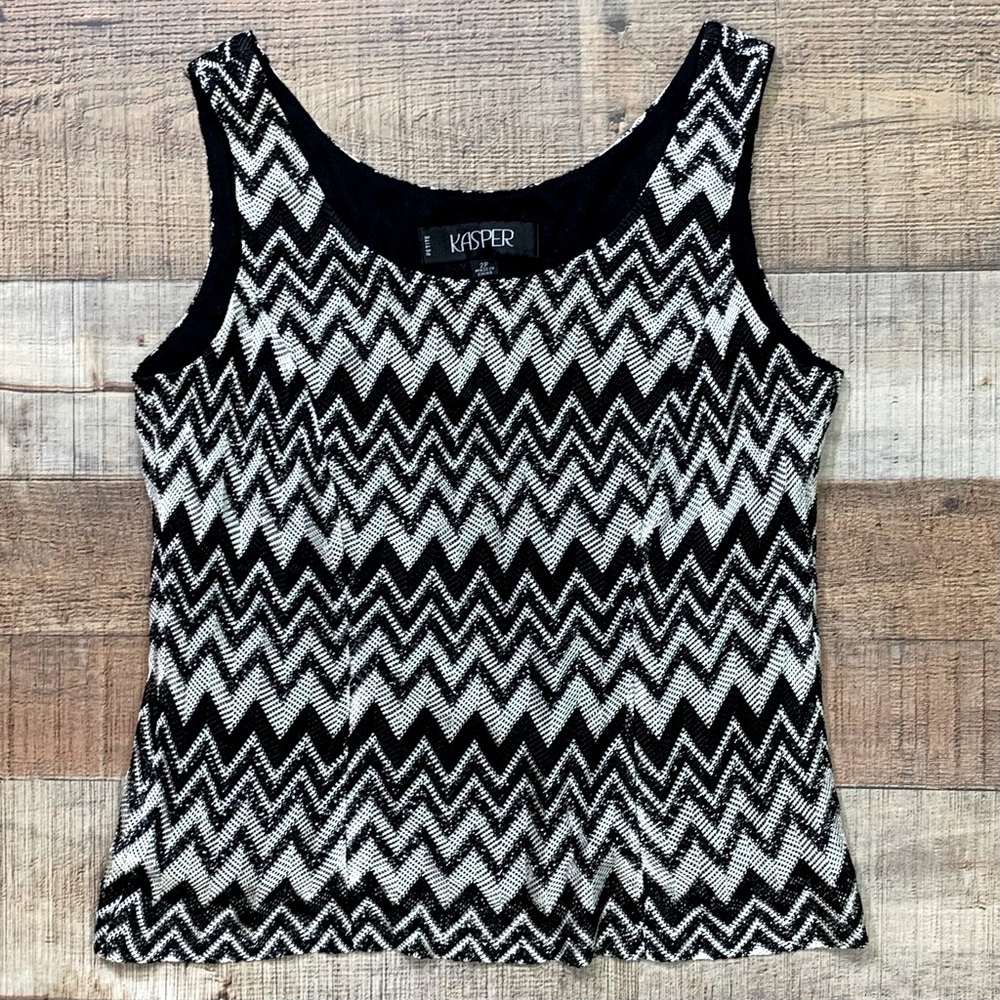 Kasper Black And White Zig Zag Pattern Sleeveless… - image 5